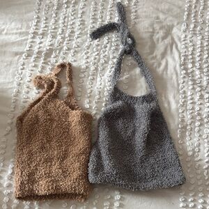 SKIMS Textured Tank Tops in Brown and Gray